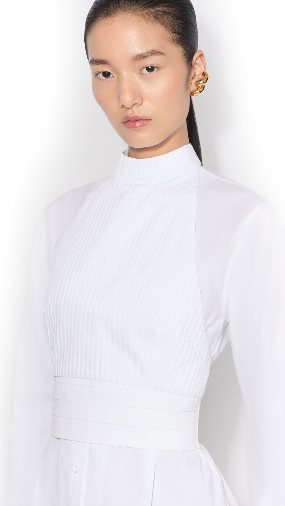 ALA&Iuml;A WRAP COTTON POPLIN DRESS WHITE - View 4