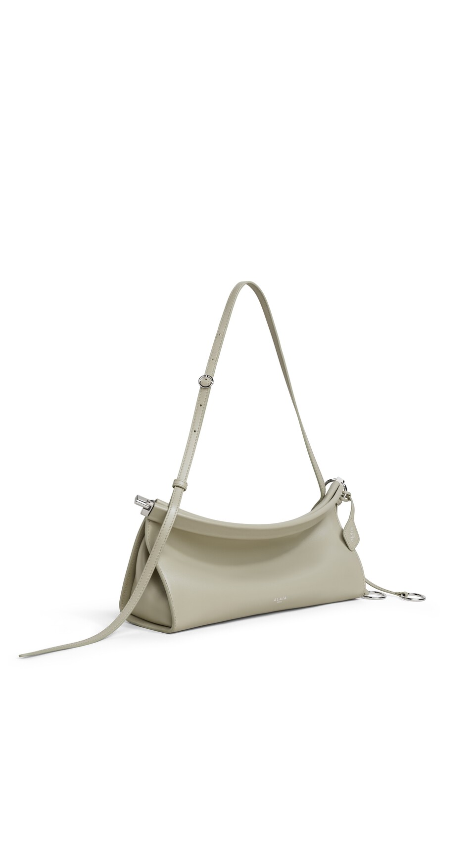 ALA&Iuml;A LE CLICK EAST WEST MEDIUM BAG IN LEATHER BEIGE GREY - View 2
