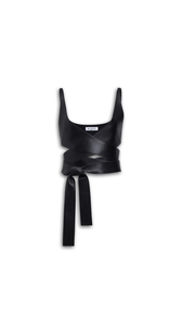 BLACK - ALA&Iuml;A LEATHER WRAPPED TOP