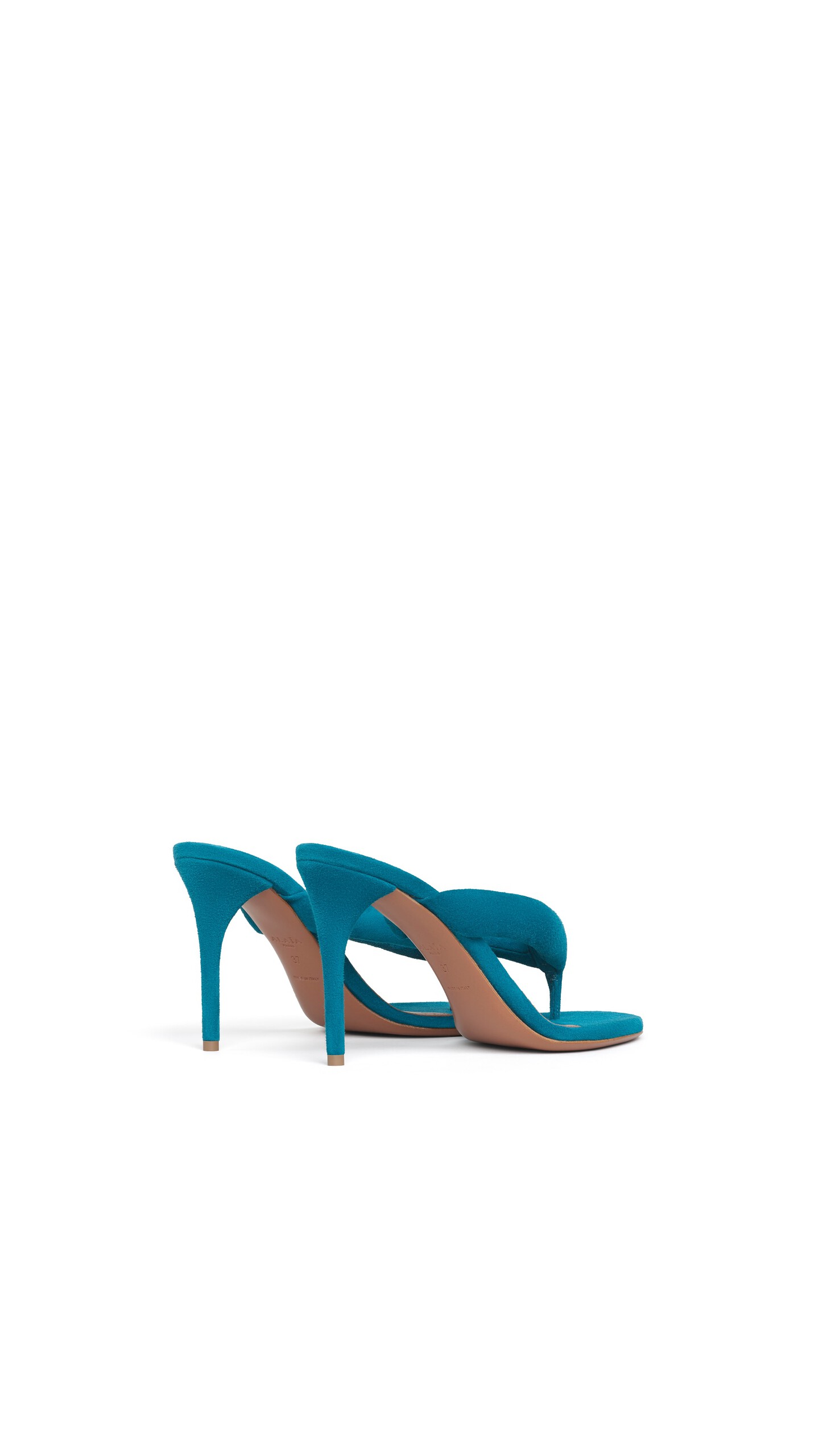 ALA&Iuml;A HEEL THONG MULES IN SUEDE CHINA BLUE - View 3