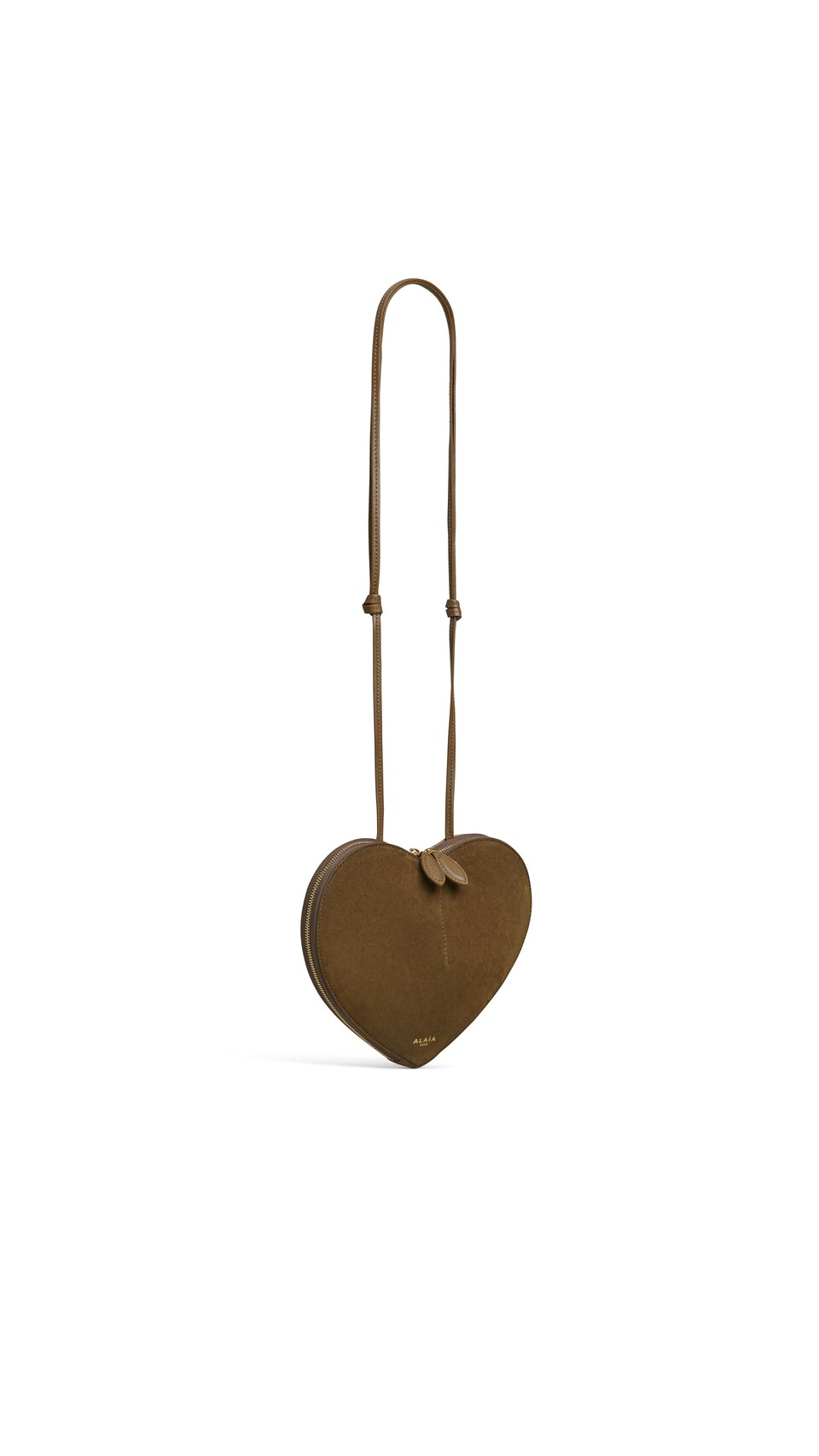 ALA&Iuml;A LE C&OElig;UR BI-MATERIAL BAG IN LEATHER KAKI - View 2