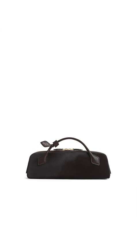 ALA&Iuml;A LE TECKEL CLUTCH IN HAIRCALF CHOCOLATE