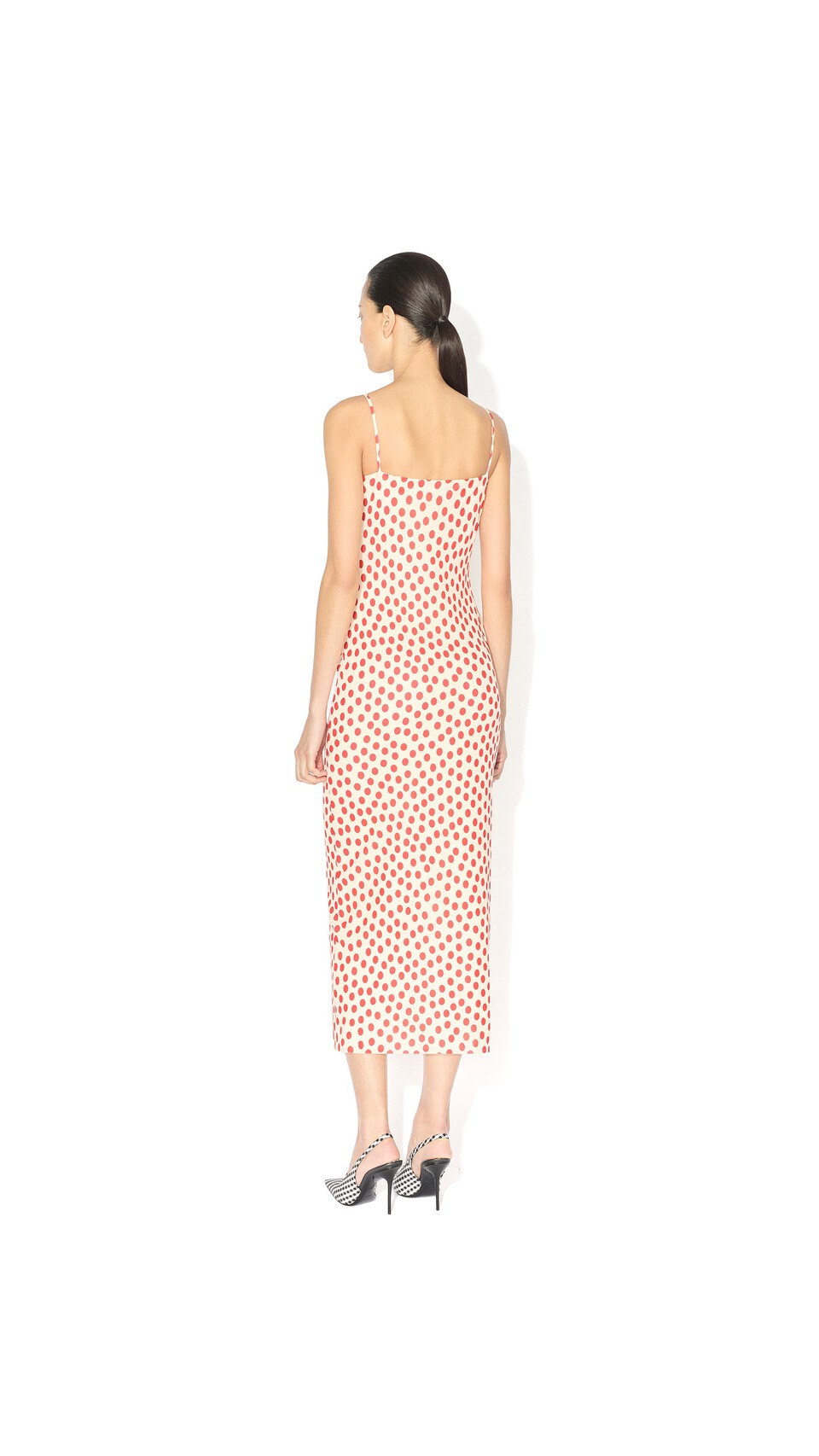 ALA&Iuml;A POLKA DOT COLUMN DRESS ECRU - View 3