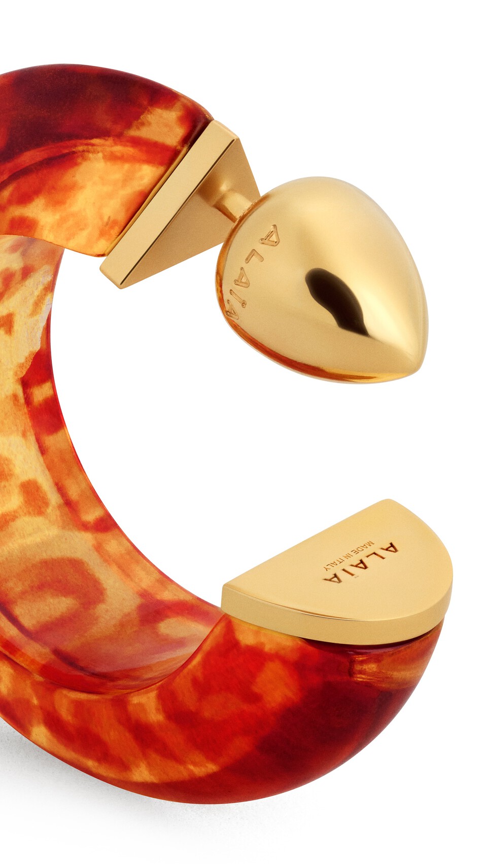 ALA&Iuml;A EDGE HOOPS EARRINGS BROWN - View 2