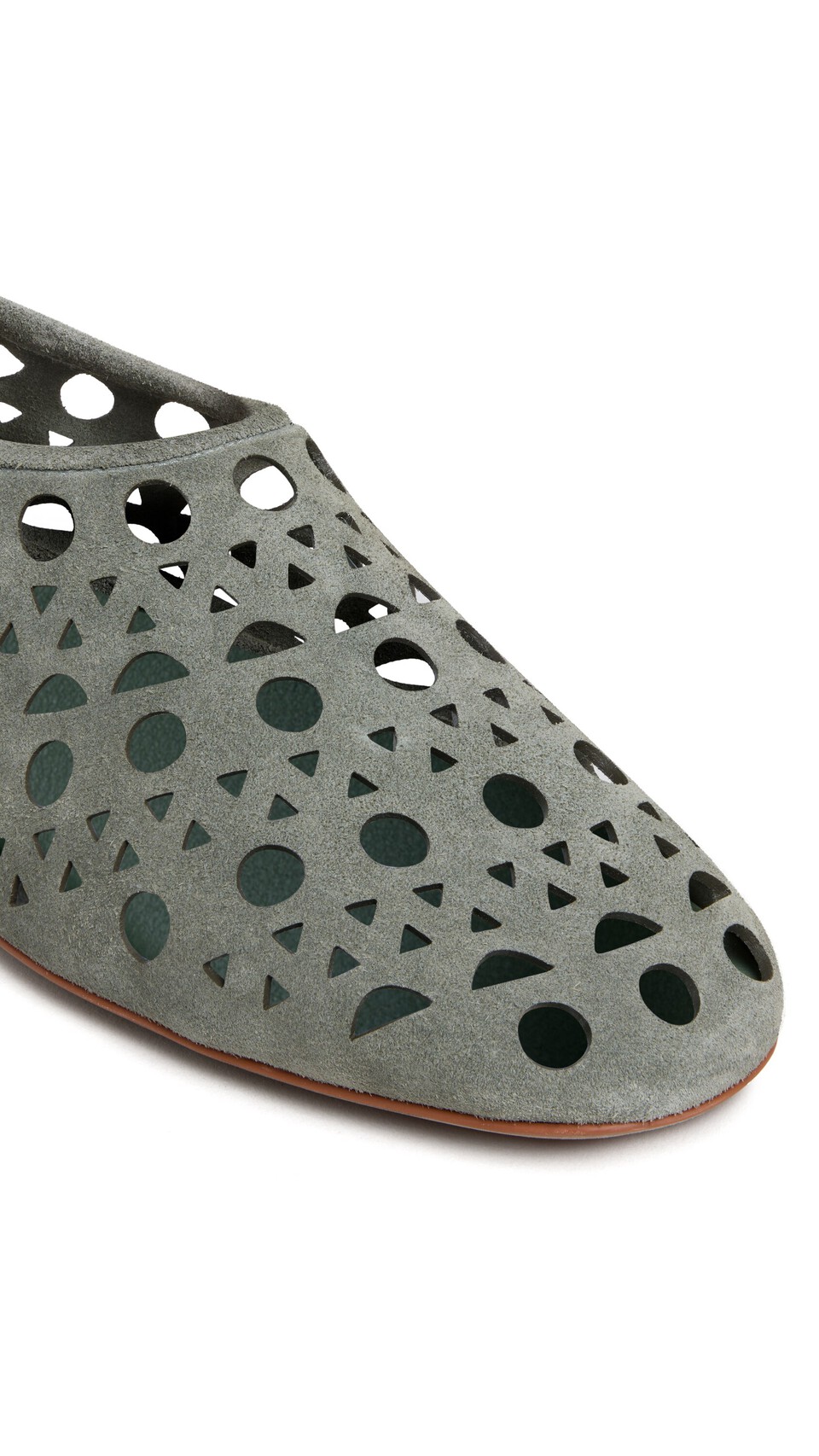 ALA&Iuml;A SLIPPERS VIENNE IN VELVET CALFSKIN KAKI - View 3
