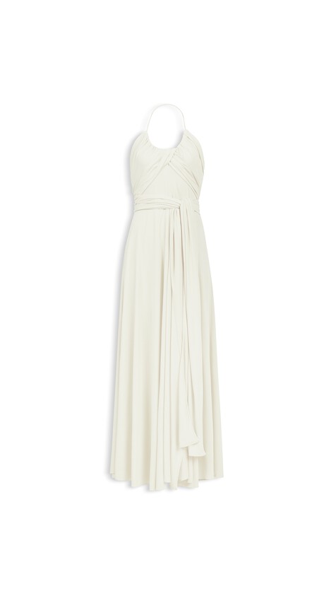 ALA&Iuml;A CROSSED JERSEY DRESS CREAMY WHITE