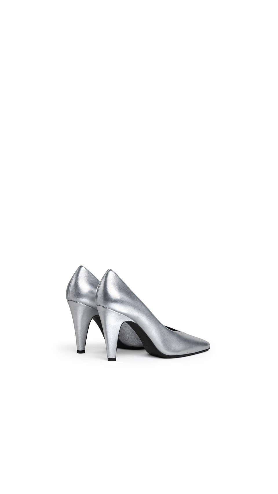 ALA&Iuml;A CONE PUMPS IN LAMINATED LEATHER WHITE SILVER - View 3