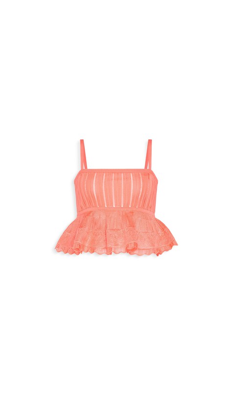 ALA&Iuml;A SHINY CRINOLINE TOP CORAL