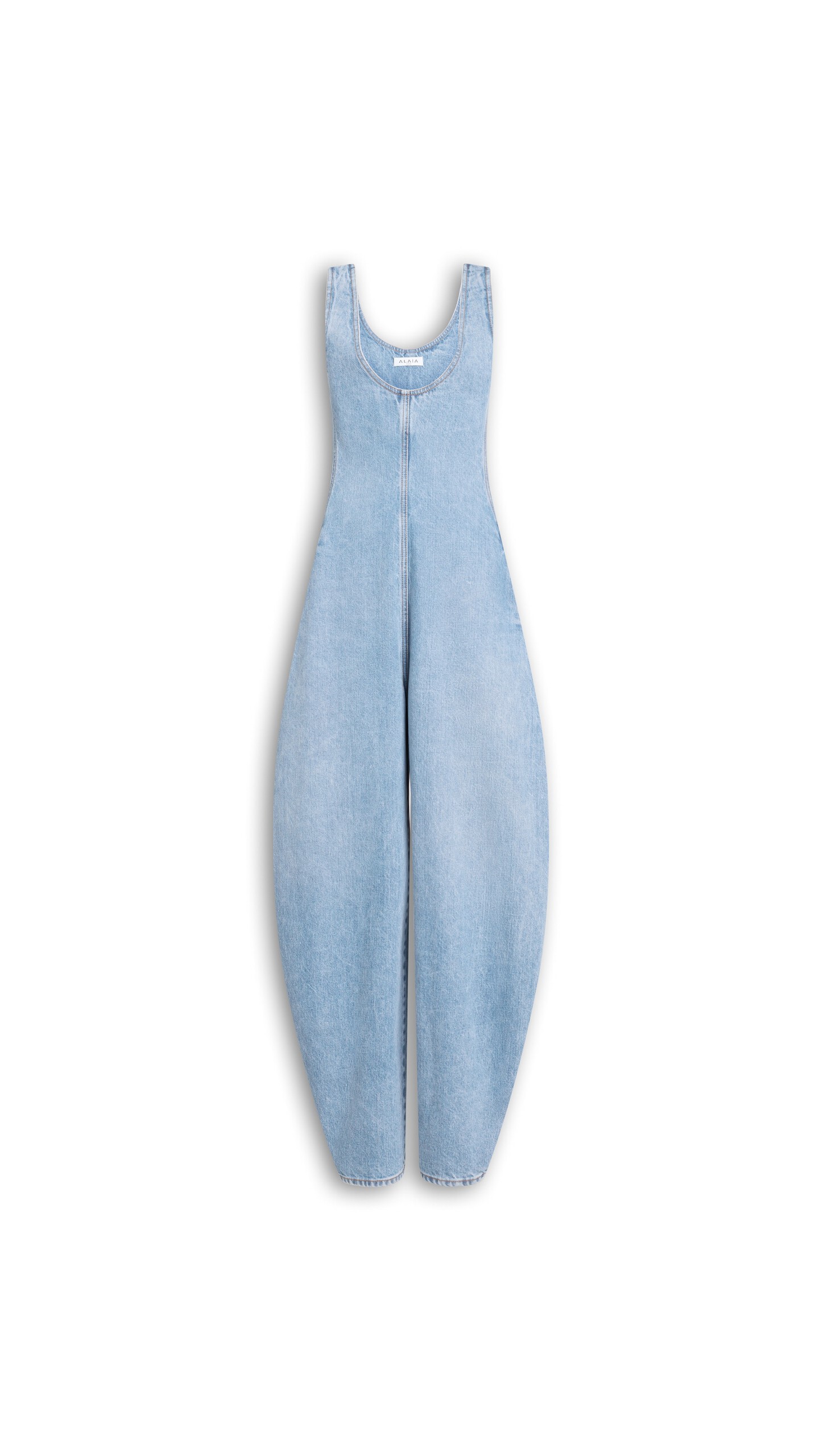 ALA&Iuml;A ROUND DENIM JUMPSUIT CLOUDY BLUE