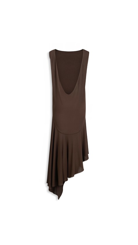 ALA&Iuml;A BACKLESS JERSEY CREPE DRESS DARK BROWN - View 2