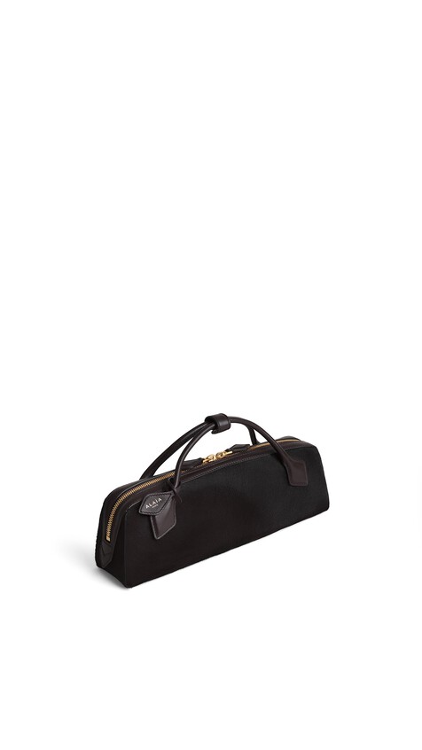 ALA&Iuml;A LE TECKEL CLUTCH IN HAIRCALF CHOCOLATE - View 2