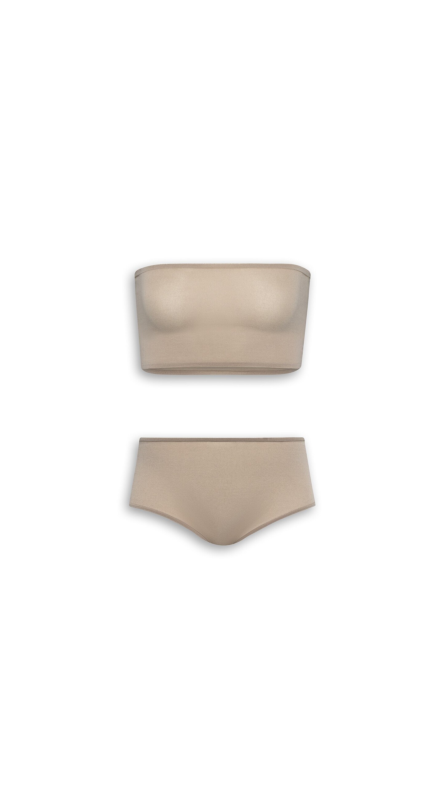 ALA&Iuml;A SECOND-SKIN KNIT LINGERIE SET BEIGE