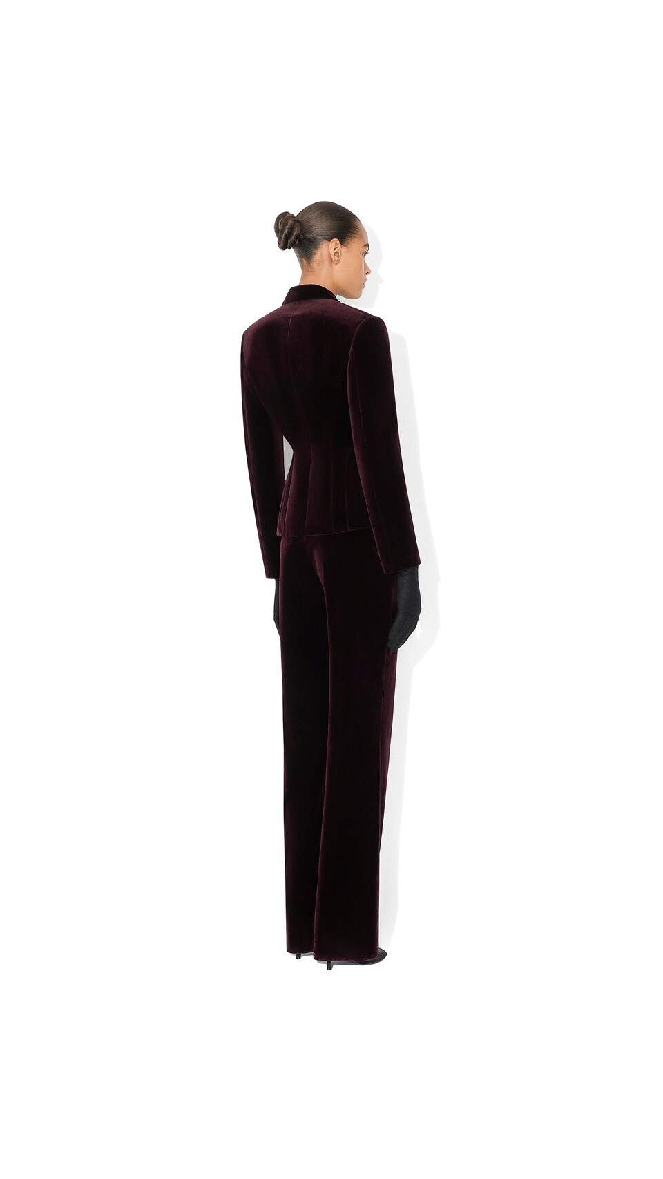 ALA&Iuml;A COTTON VELVET DOUBLE-BREASTED JACKET EGGPLANT - View 3