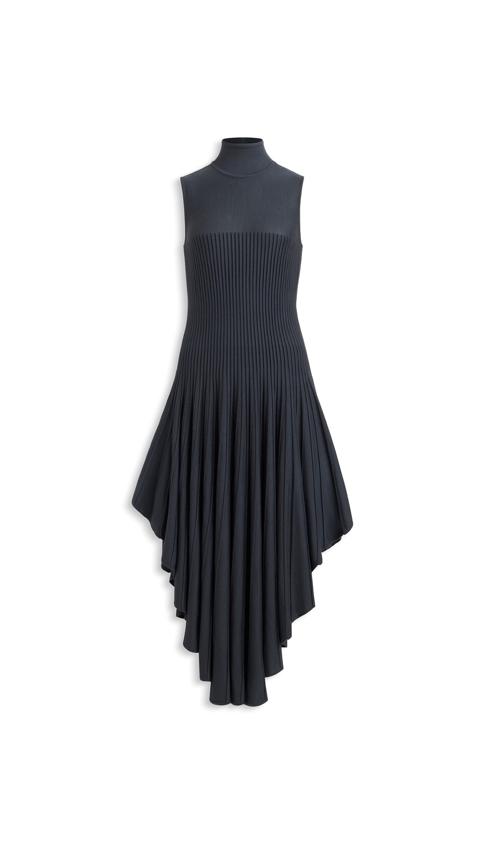 ALA&Iuml;A SCULPTING POINTED DRESS DARK GREY