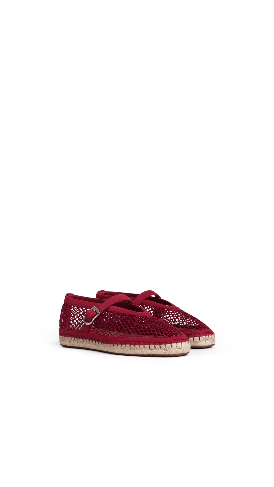 ALA&Iuml;A ESPADRILLES IN FISHNET AND SUEDE CARMINE - View 2