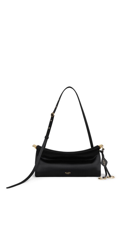 ALA&Iuml;A LE CLICK EAST WEST SMALL BAG IN SATIN BLACK