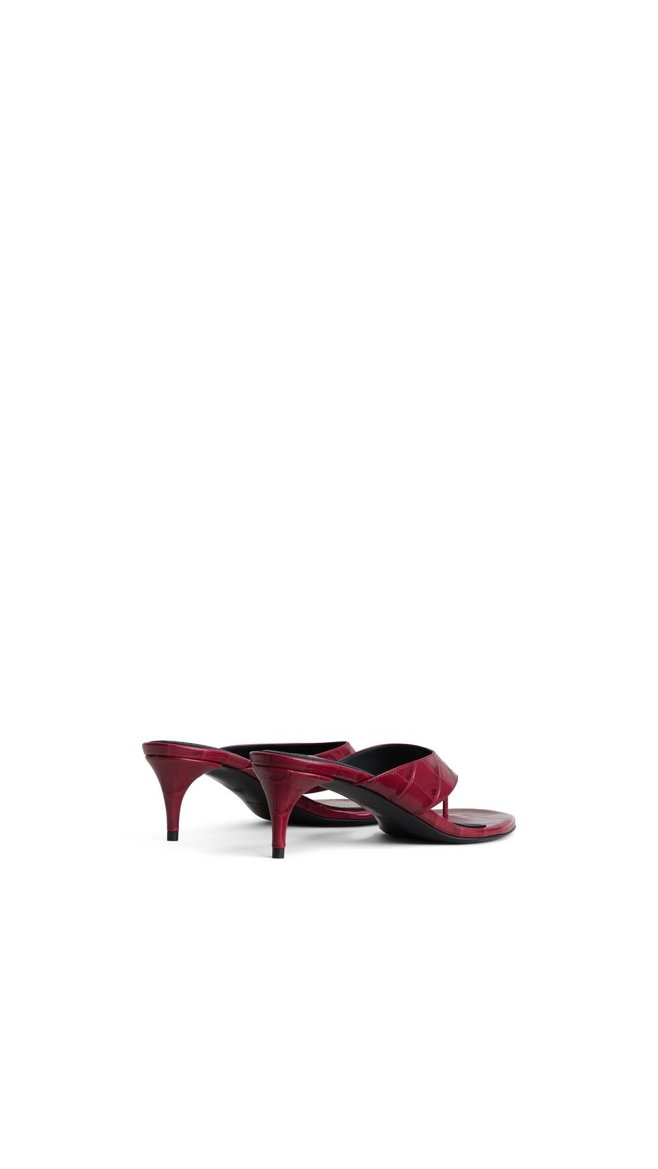 ALA&Iuml;A MULES TONG IN CROCODILE EMBOSSED CALFSKIN CHERRY - View 3