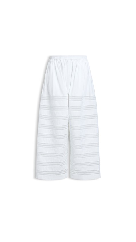 ALA&Iuml;A ROUND POPLIN PANTS WHITE