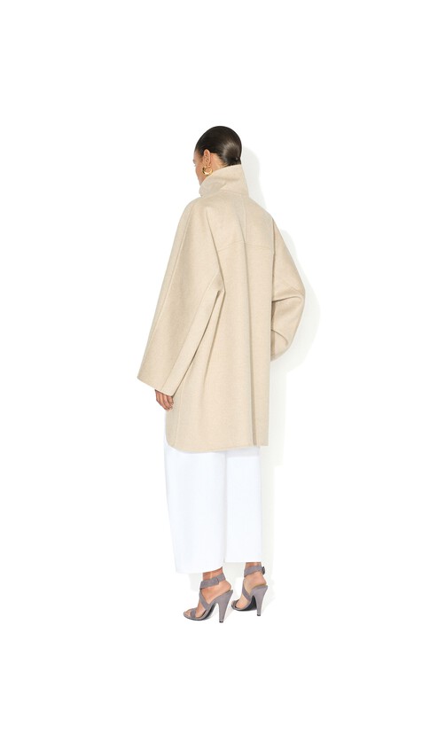 ALA&Iuml;A ASYMMETRIC DOUBLE FACE CACHMERE COAT BEIGE - View 2