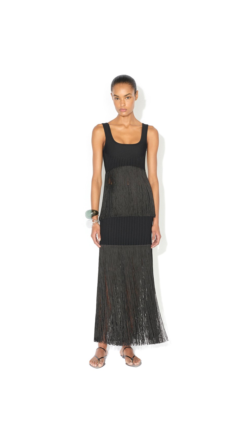 ALA&Iuml;A FRINGED KNIT TOP BLACK - View 2