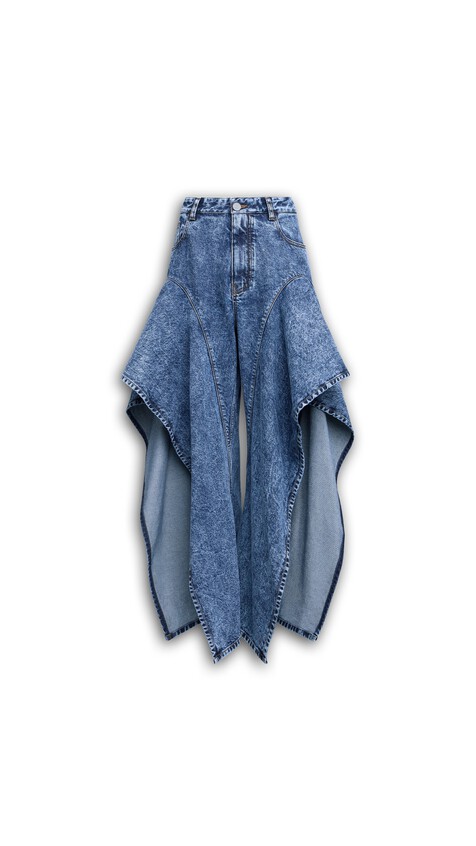 ALA&Iuml;A RUFFLE JEANS SNOW BLUE