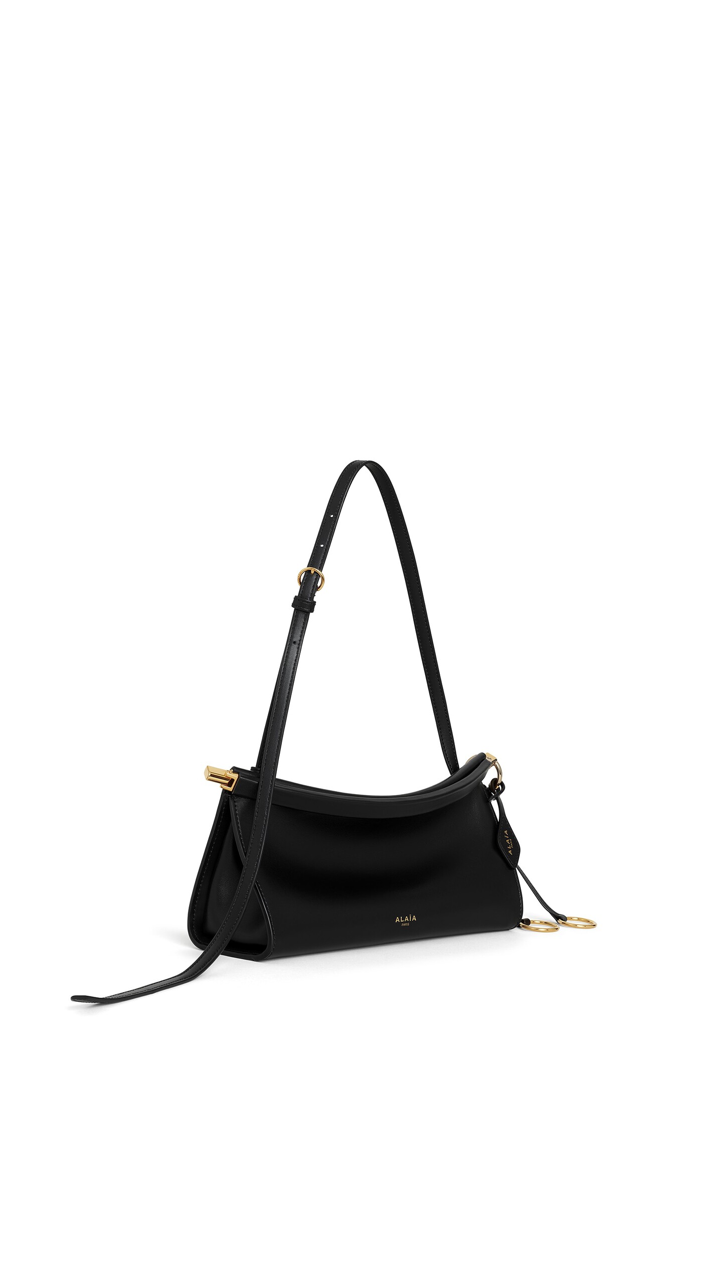 ALA&Iuml;A LE CLICK EAST WEST SMALL BAG IN CALFSKIN BLACK - View 2
