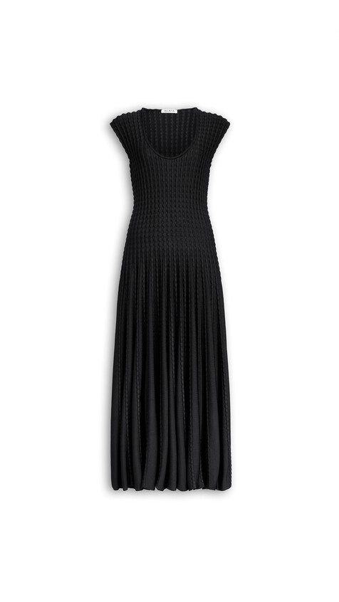 ALA&Iuml;A SCULPTURAL FLARE DRESS BLACK