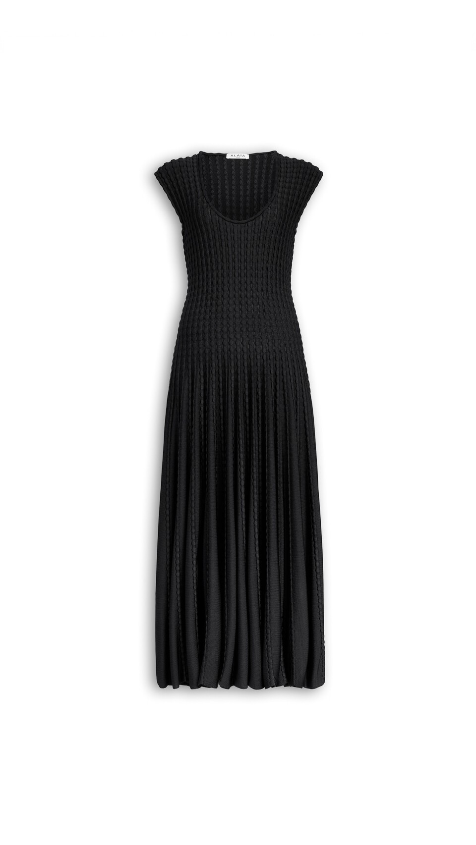 ALA&Iuml;A SCULPTURAL FLARE DRESS BLACK