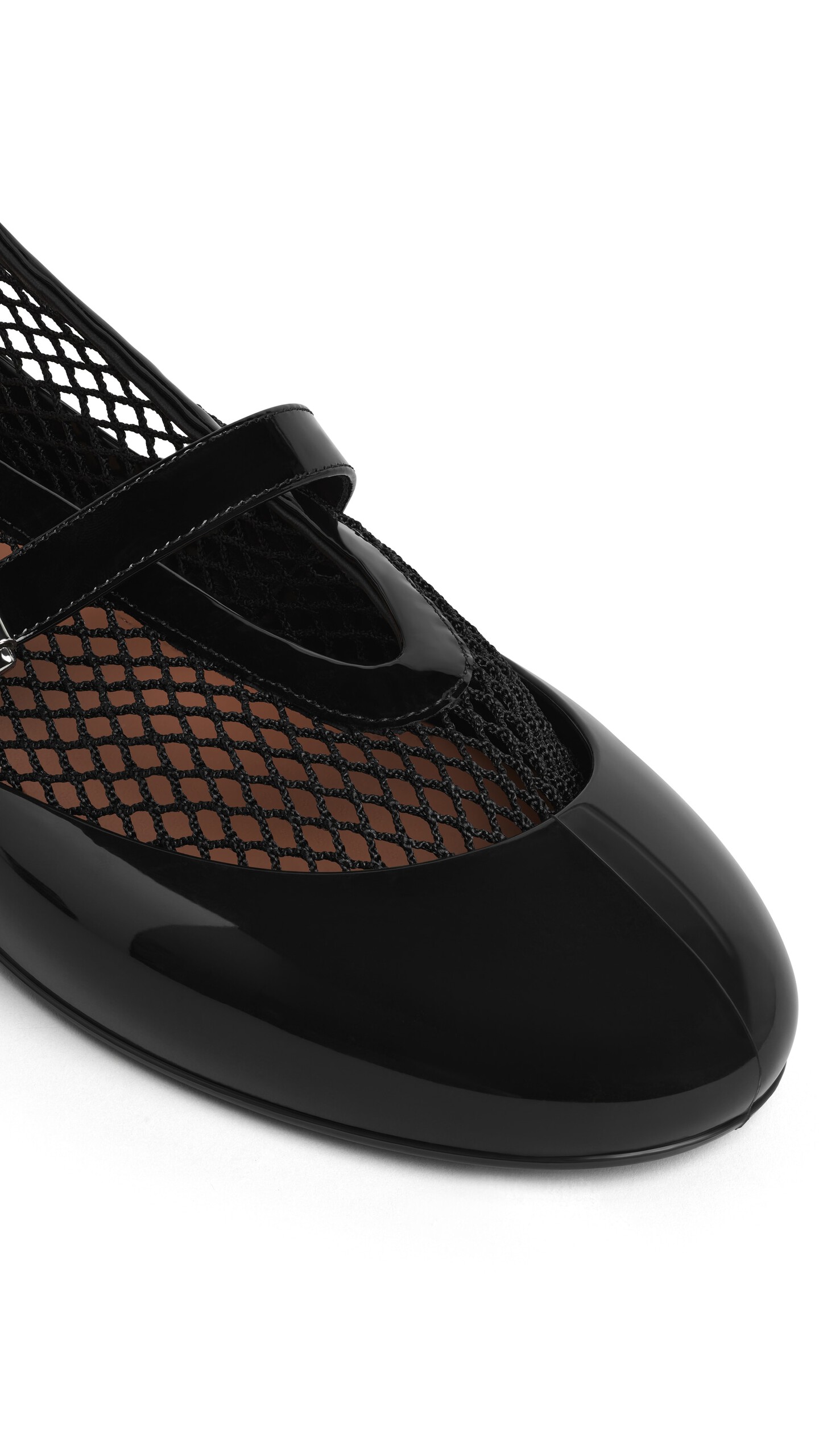 ALA&Iuml;A BALLET FLATS IN FISHNET & RUBBER OVERSHOES BLACK - View 3