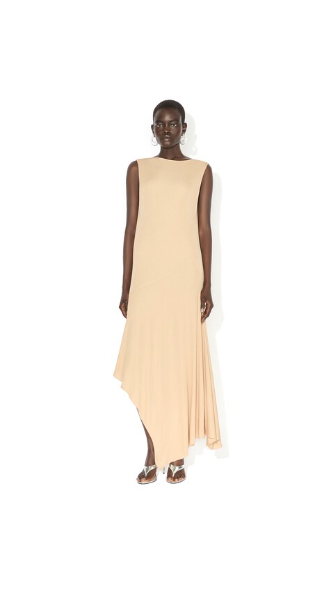 ALA&Iuml;A BACKLESS JERSEY CREPE DRESS BEIGE POWDER - View 2