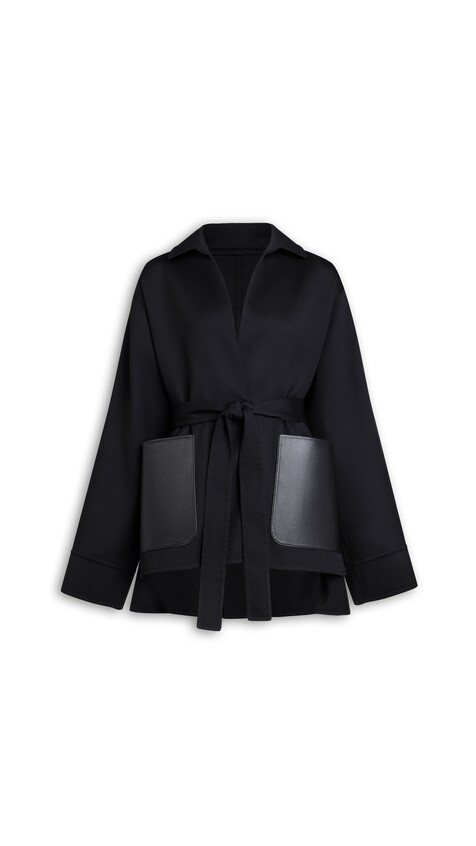 ALA&Iuml;A WRAP TAILORED WOOL JACKET BLACK