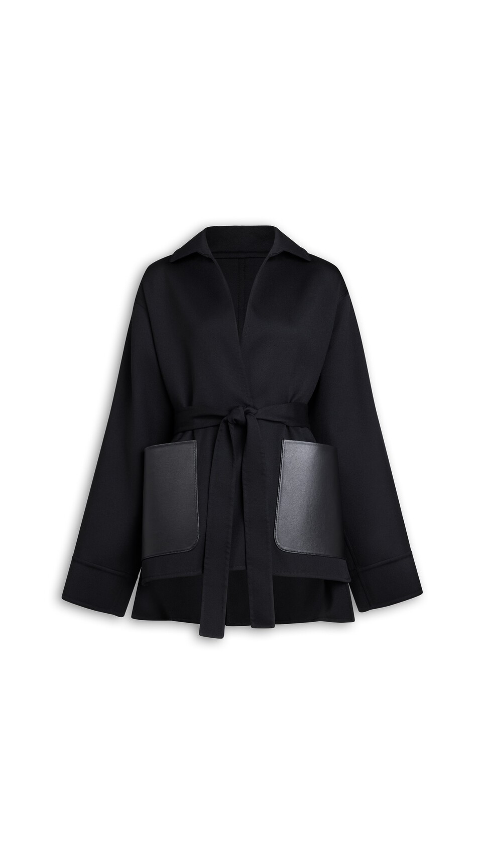 ALA&Iuml;A WRAP TAILORED WOOL JACKET BLACK