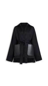 BLACK - ALA&Iuml;A WRAP TAILORED WOOL JACKET