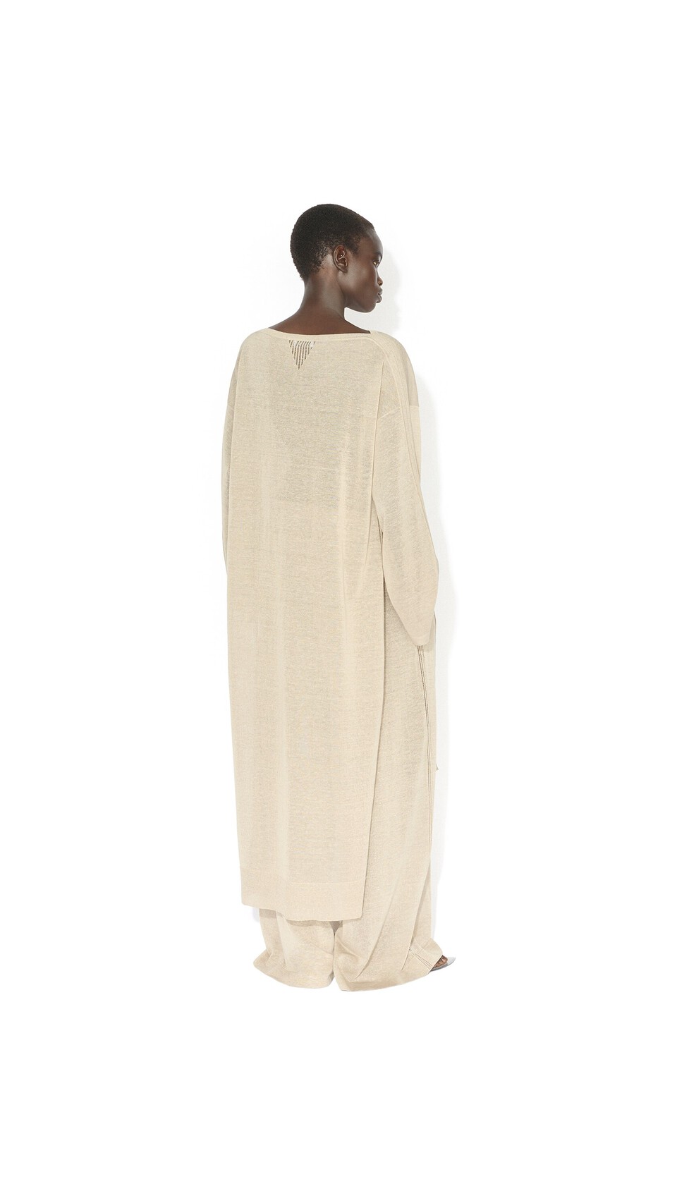 ALA&Iuml;A FLUID SILK LINEN PANTS BEIGE - View 3