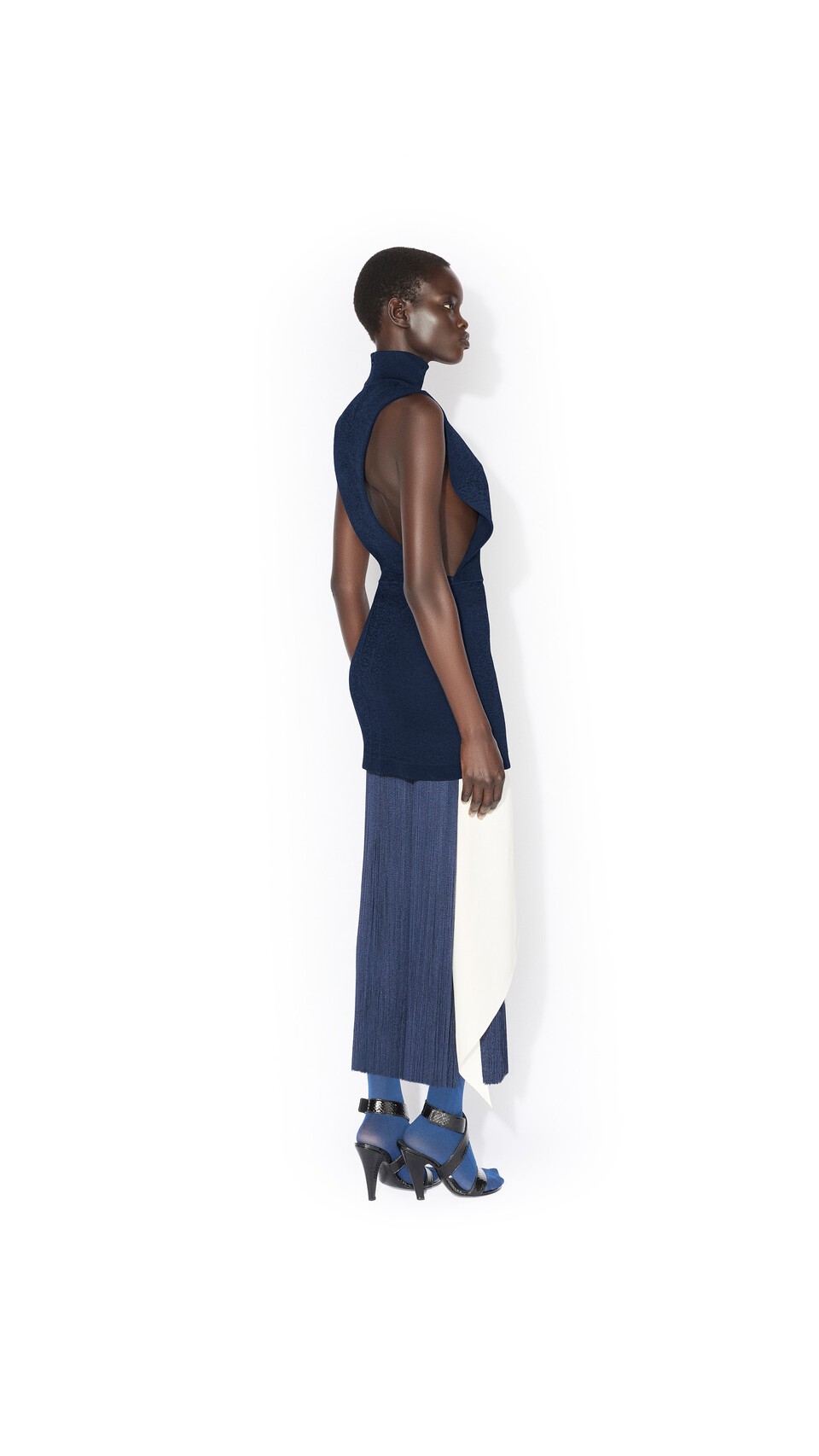 ALA&Iuml;A POPLIN POINTED SKIRT IVORY - View 3