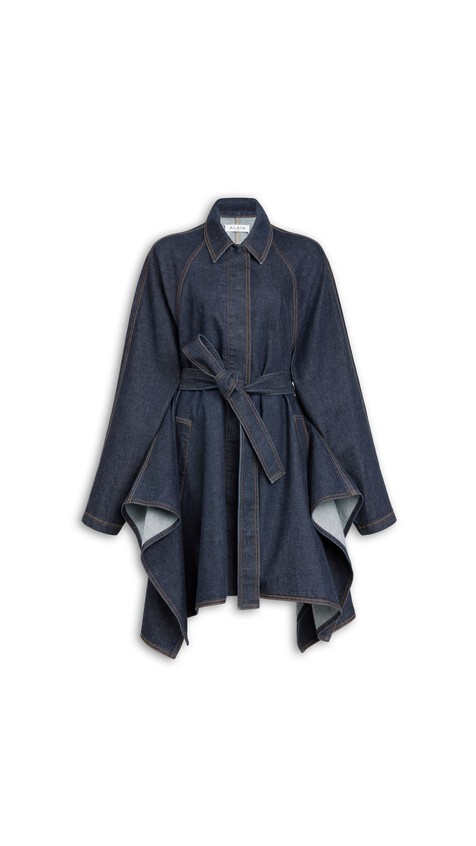 ALA&Iuml;A PANELLED DENIM JACKET BLUE