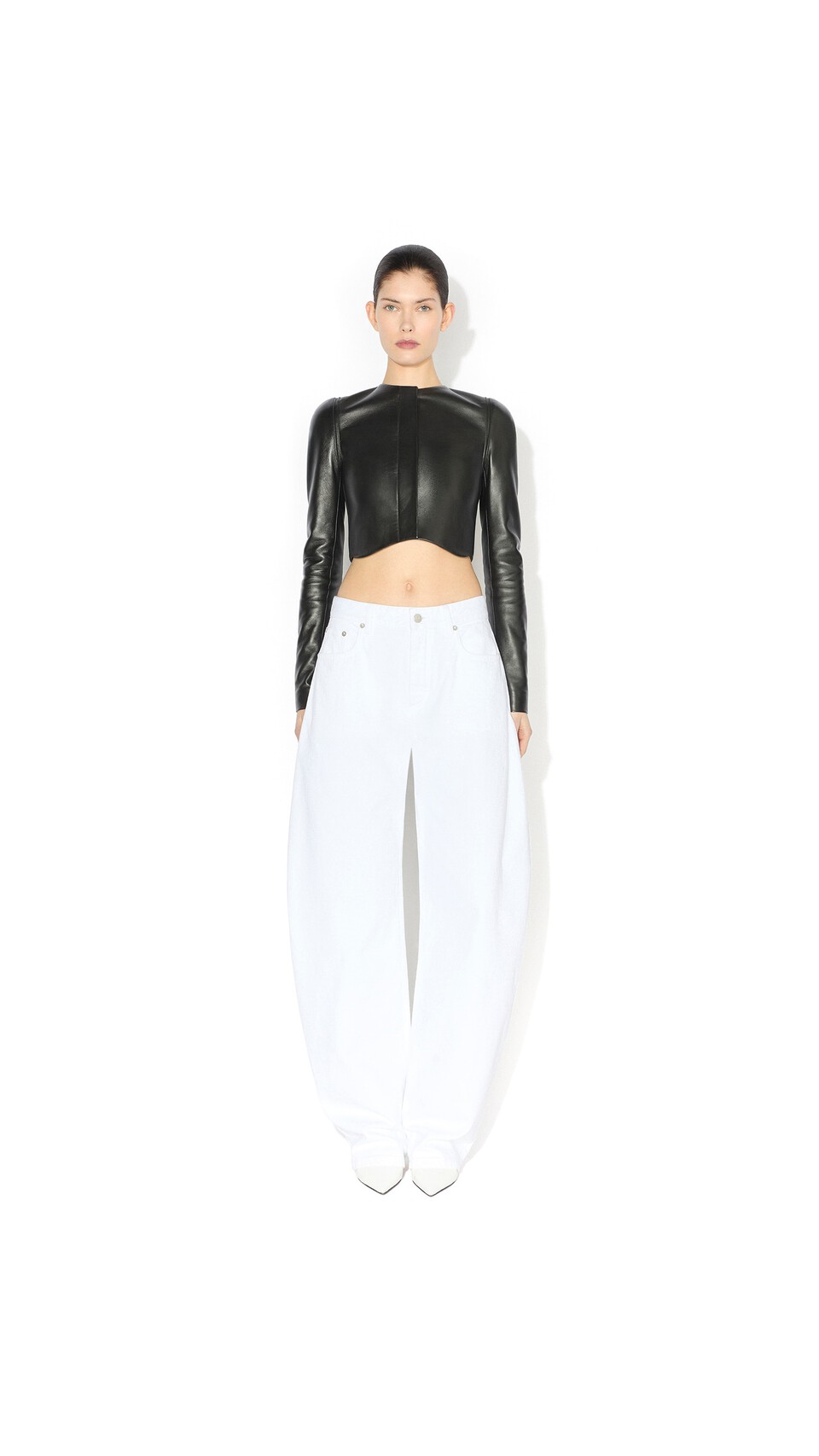 ALA&Iuml;A ROUND DENIM PANTS WHITE - View 3
