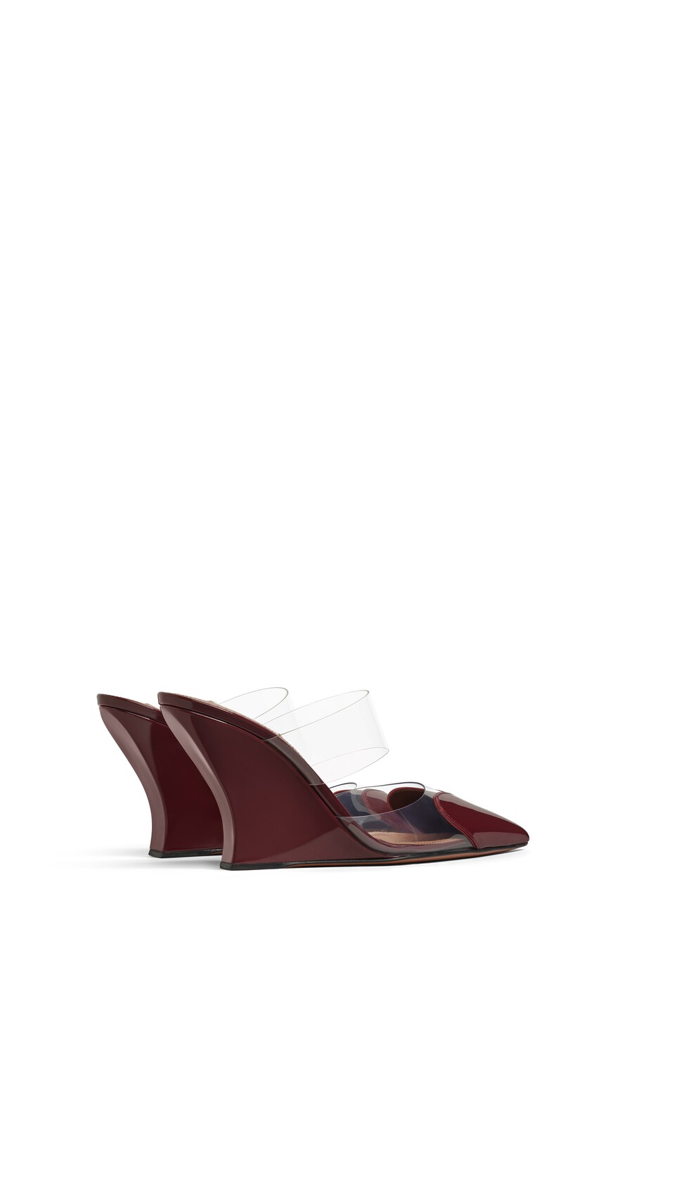 ALA&Iuml;A LE C&OElig;UR WEDGE MULES IN PATENT LEATHER GARNET RED - View 3