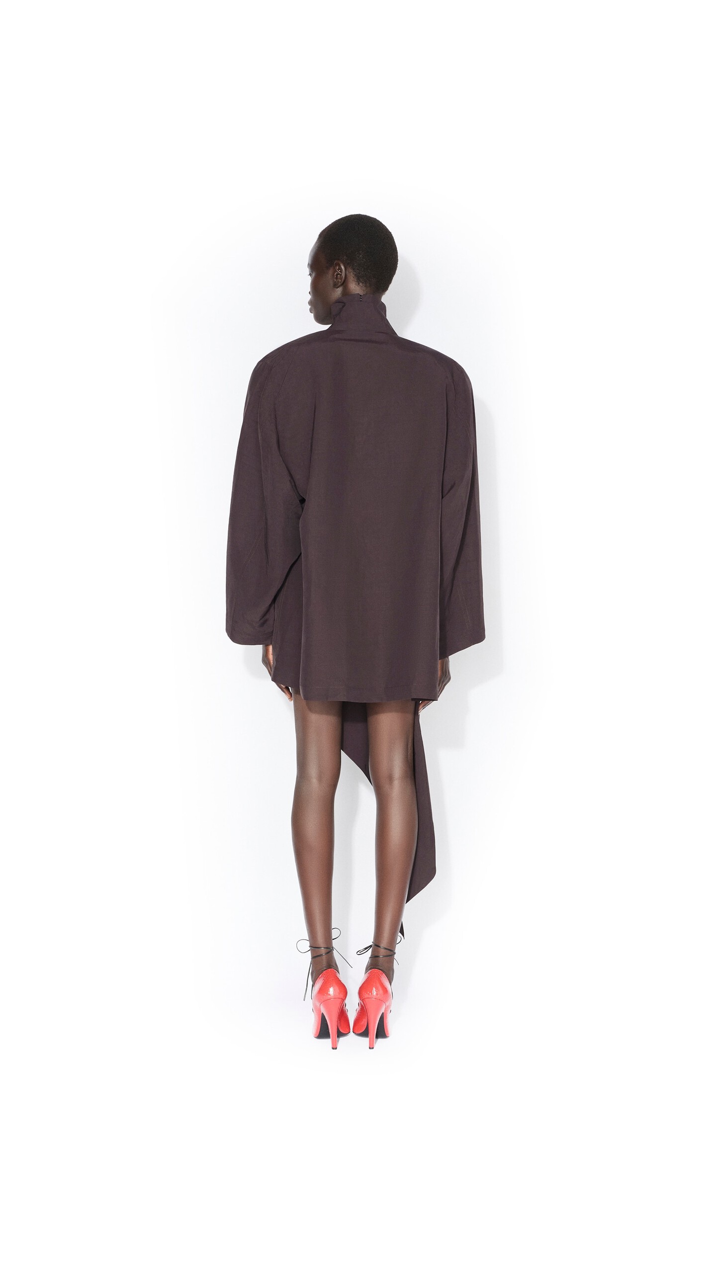 ALA&Iuml;A POPLIN POINTED SKIRT EGGPLANT - View 3