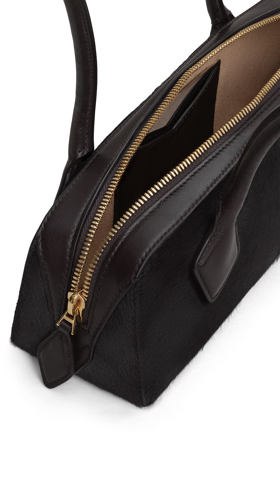 ALA&Iuml;A LE TECKEL SMALL BAG IN HAIRCALF CHOCOLATE - View 3