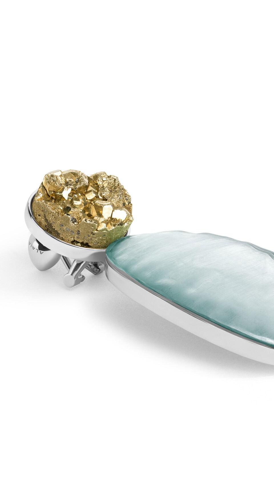 ALA&Iuml;A PENDANT EARRINGS IN PYRITE & PLEXI GREEN/SILVER - View 2