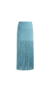 BLUE GREY - ALA&Iuml;A FRINGED TUBE SKIRT