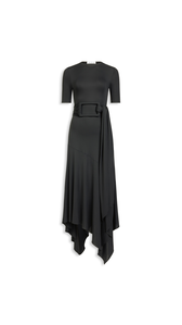 BLACK - ALA&Iuml;A BELTED JERSEY DRESS