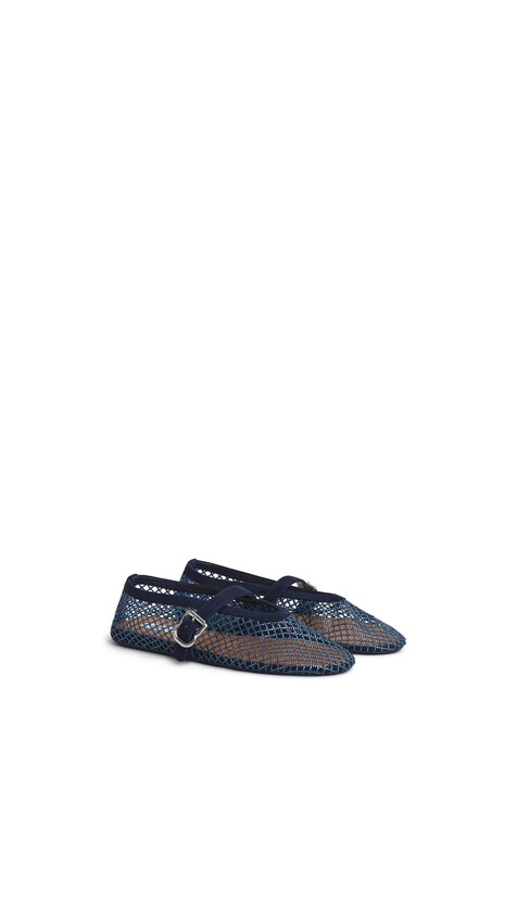 ALA&Iuml;A BALLET FLATS IN STRASS FISHNET BLUE - View 2
