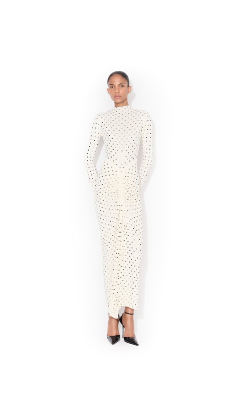 DRAPED FLUID STRASS JERSEY DRESS