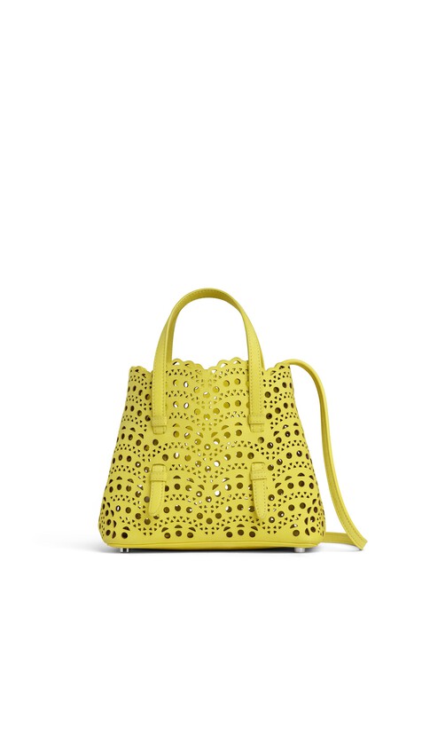 ALA&Iuml;A MINA 20 BAG IN VIENNE WAVE NUBUCK LEMON YELLOW