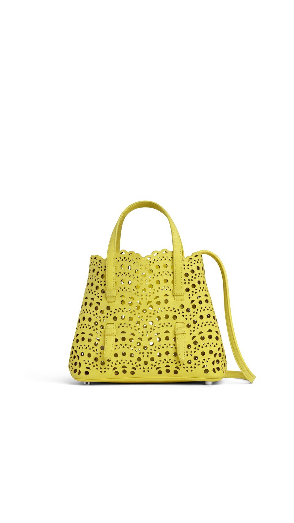ALA&Iuml;A MINA 20 BAG IN VIENNE WAVE NUBUCK LEMON YELLOW