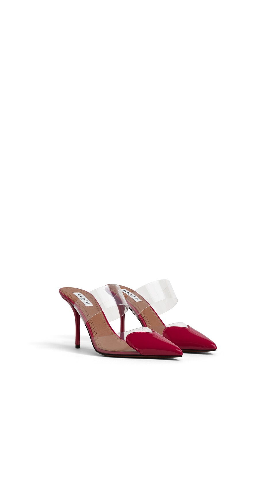 ALA&Iuml;A LE C&OElig;UR MULES IN PATENT LEATHER RASPBERRY - View 2