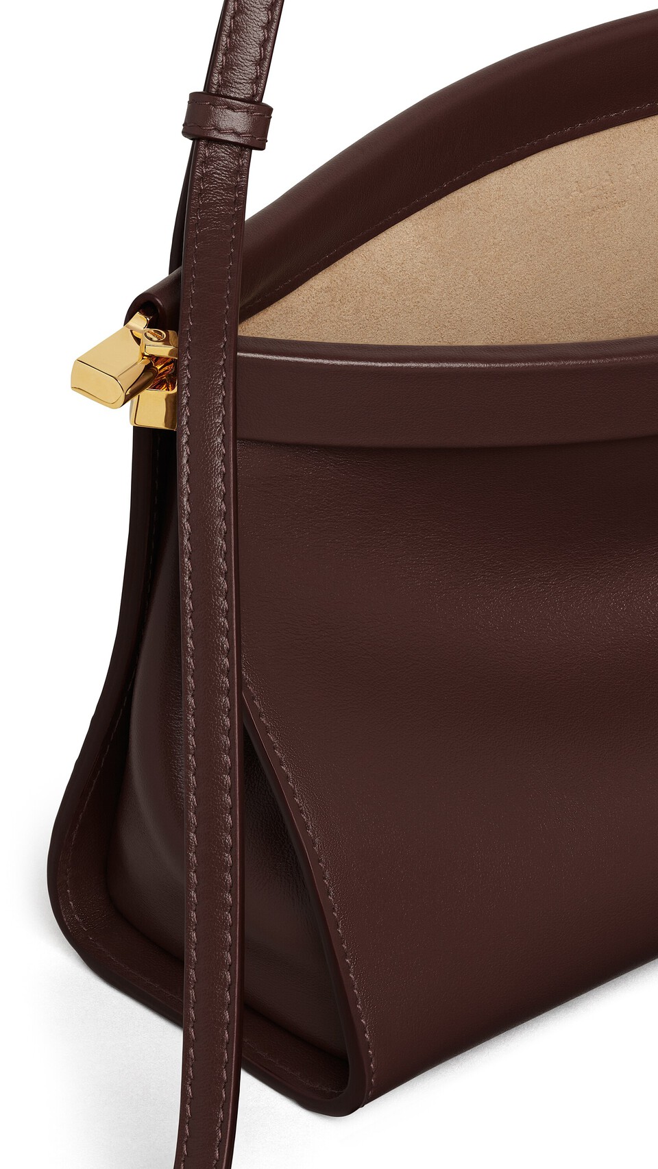 ALA&Iuml;A LE CLICK EAST WEST MEDIUM BAG IN CALFSKIN BROWN - View 3