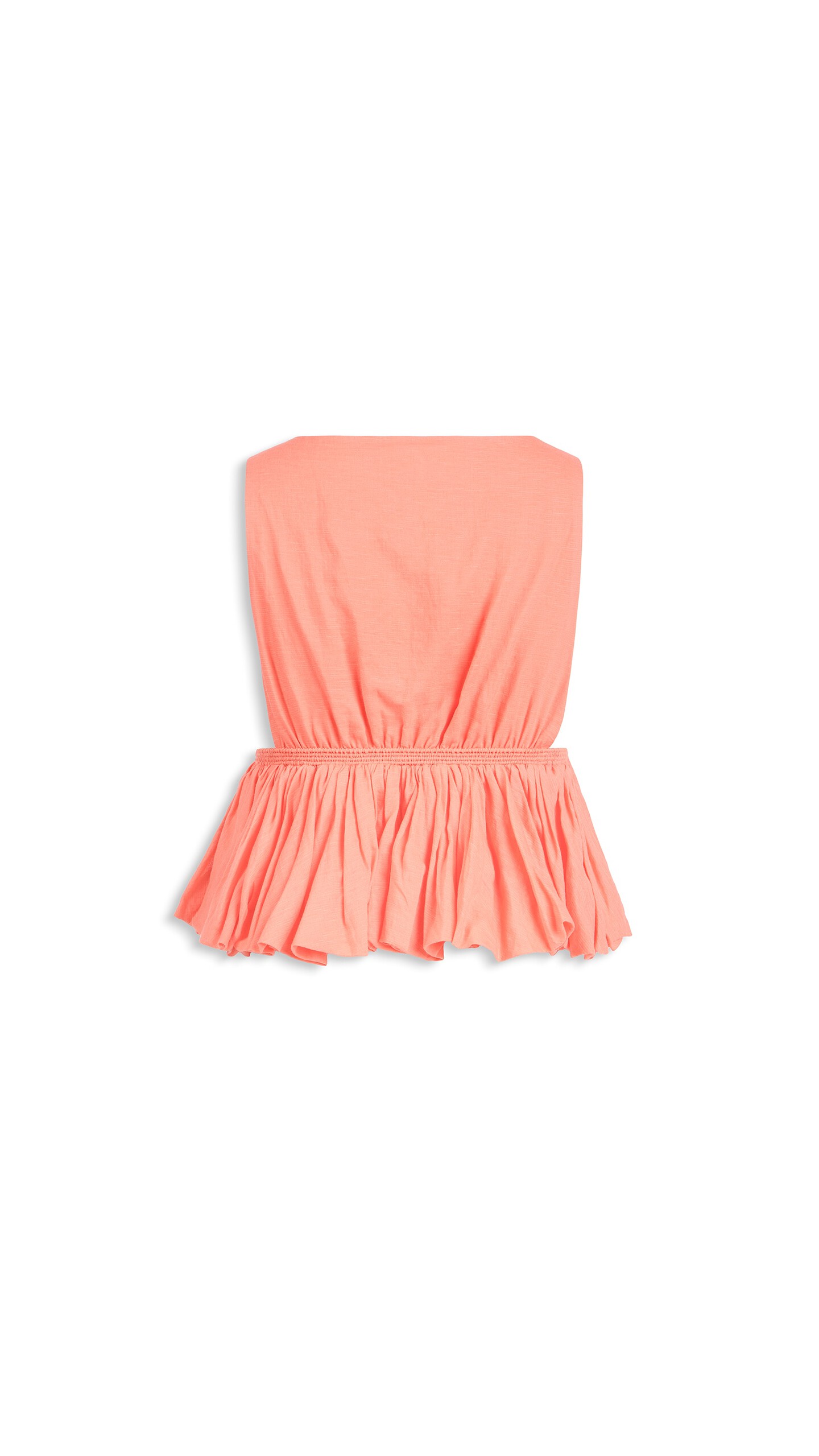ALA&Iuml;A COTTON LINEN BLEND PEPLUM TOP CORAL - View 5